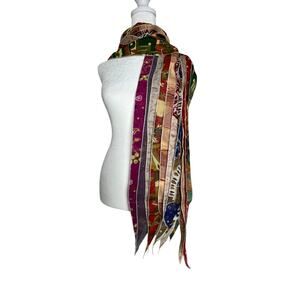Boho Sari Scarves Sewn Into One Beautiful 38" x 10" Scarf